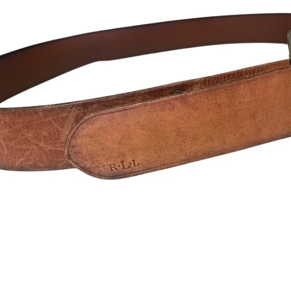 RLL Ralph Lauren Brown Leather Belt with Gold Buckle Sz XL - Picture 2 of 10